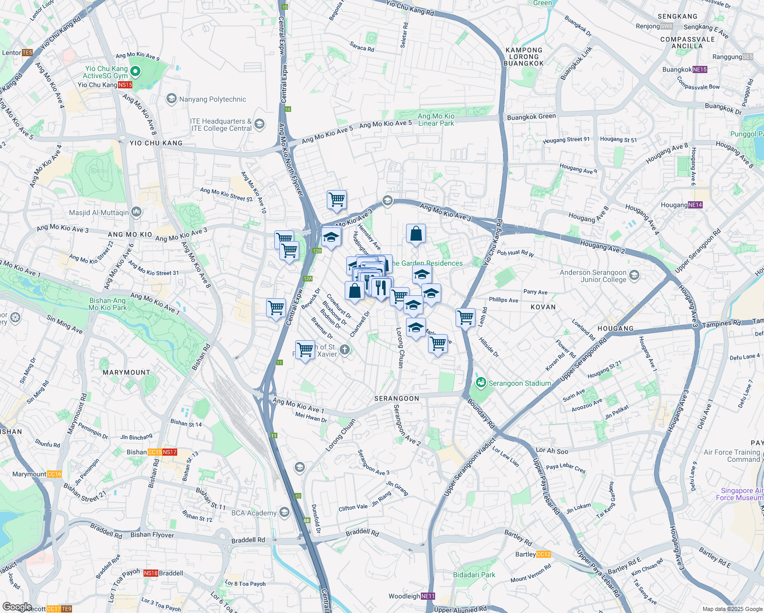 map of restaurants, bars, coffee shops, grocery stores, and more near in Singapore
