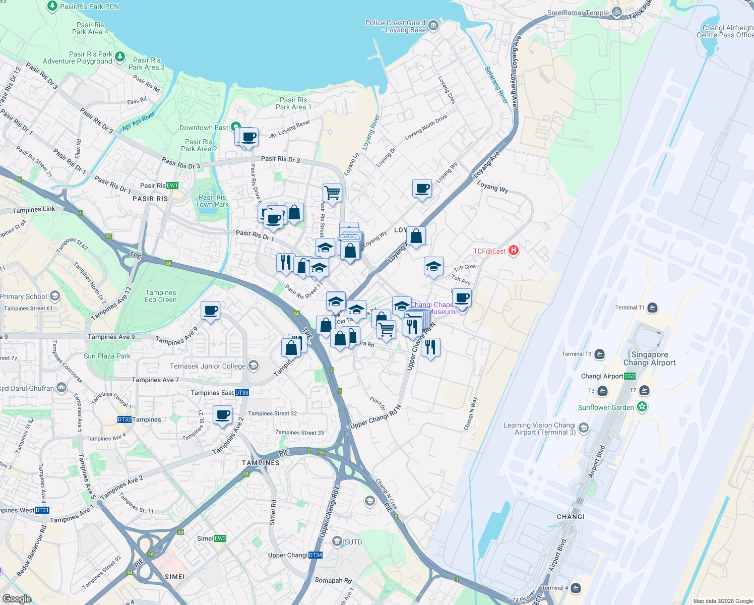 map of restaurants, bars, coffee shops, grocery stores, and more near in Singapore
