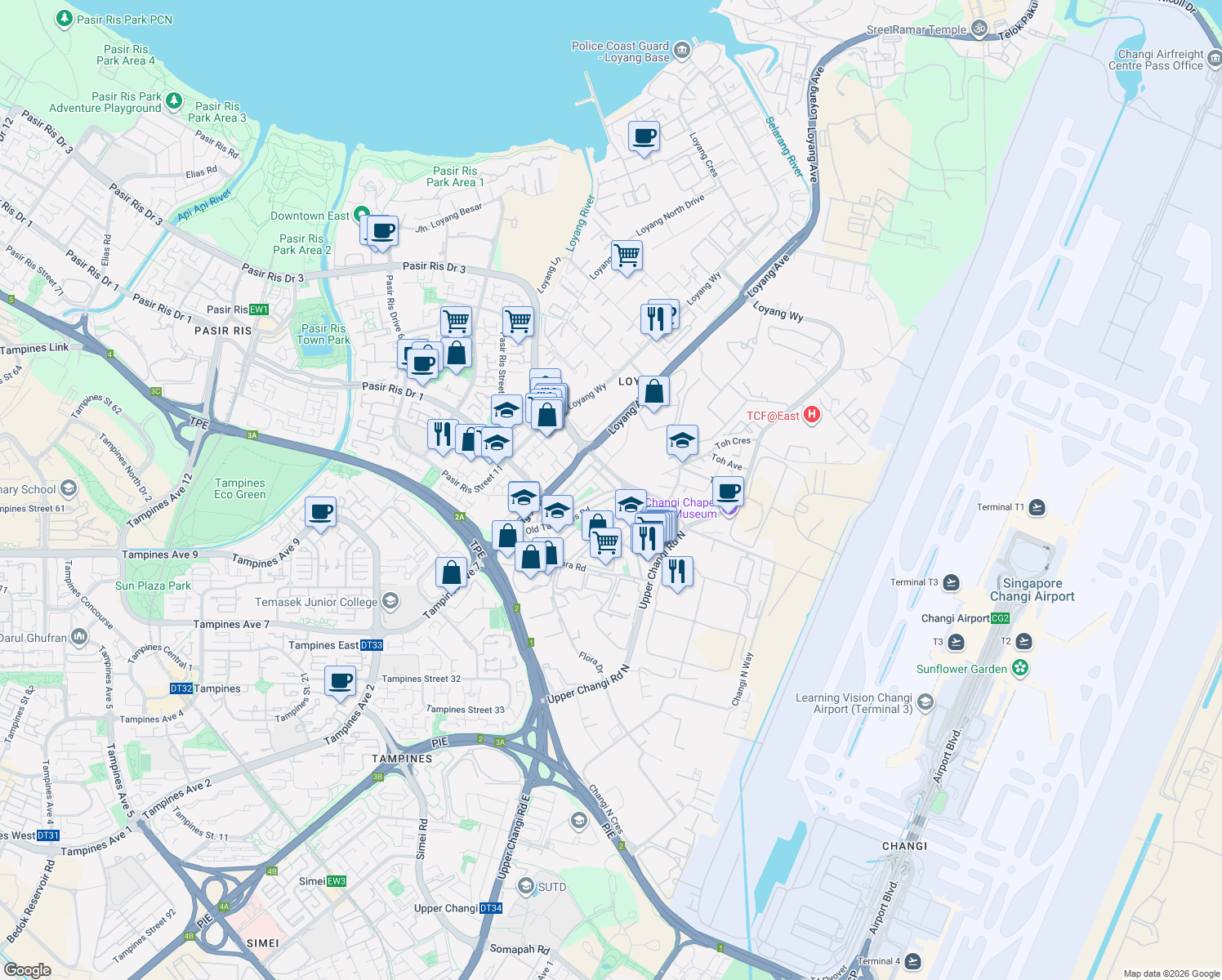 map of restaurants, bars, coffee shops, grocery stores, and more near in Singapore