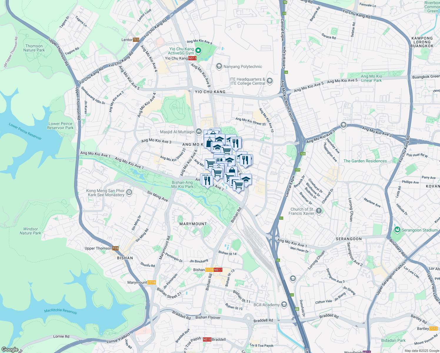 map of restaurants, bars, coffee shops, grocery stores, and more near in Singapore