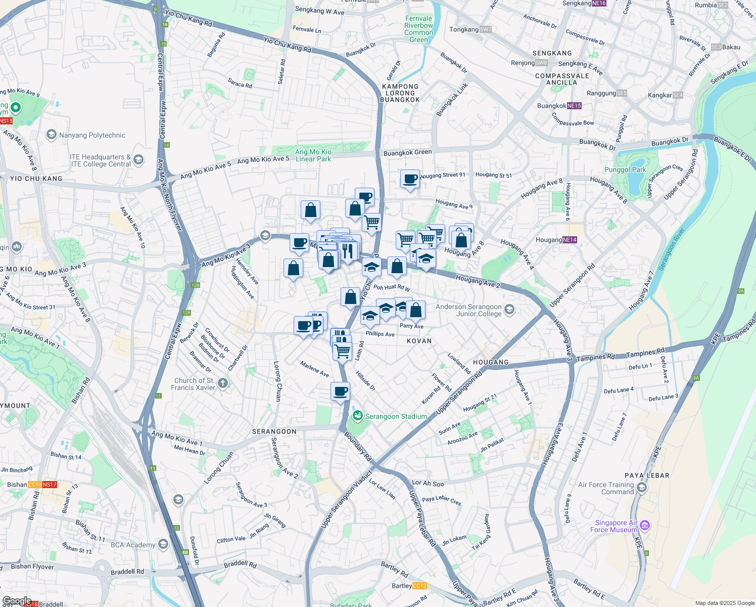 map of restaurants, bars, coffee shops, grocery stores, and more near in Singapore
