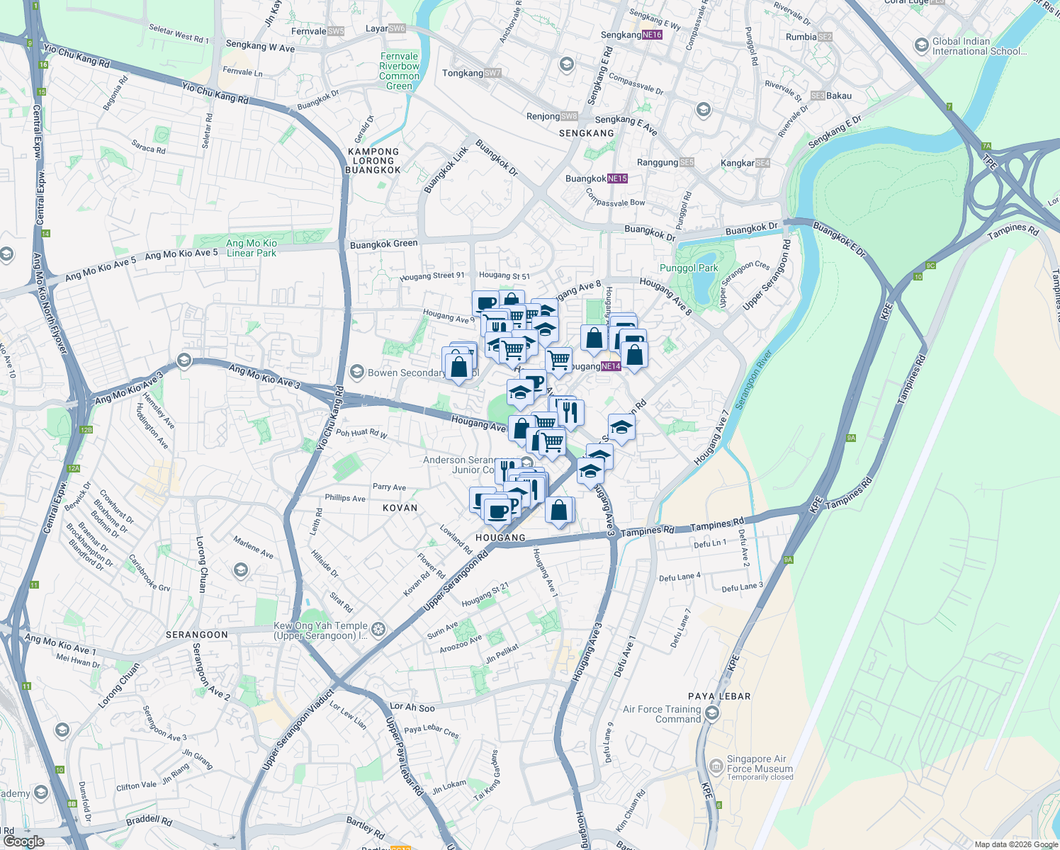 map of restaurants, bars, coffee shops, grocery stores, and more near in Singapore