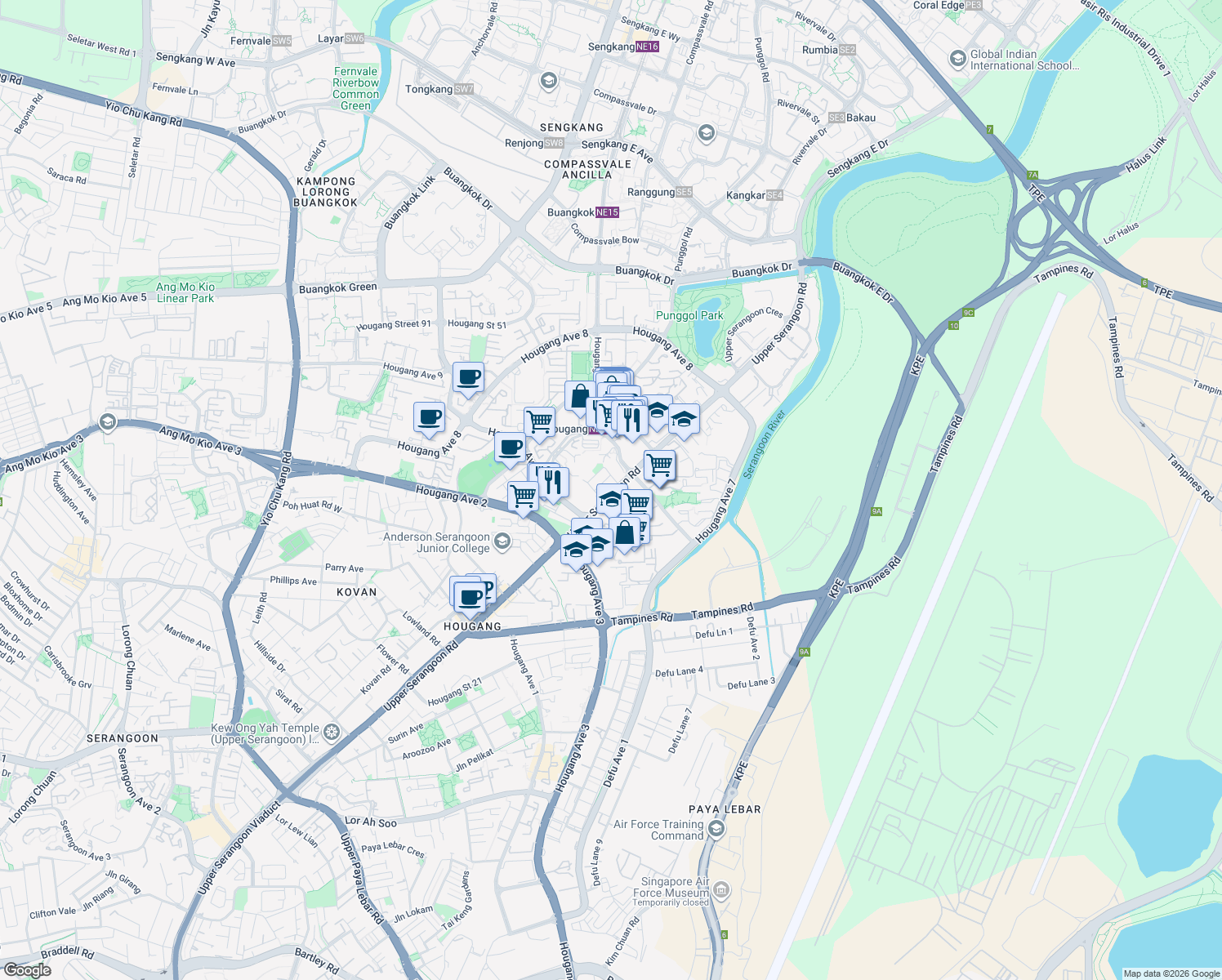 map of restaurants, bars, coffee shops, grocery stores, and more near in Singapore