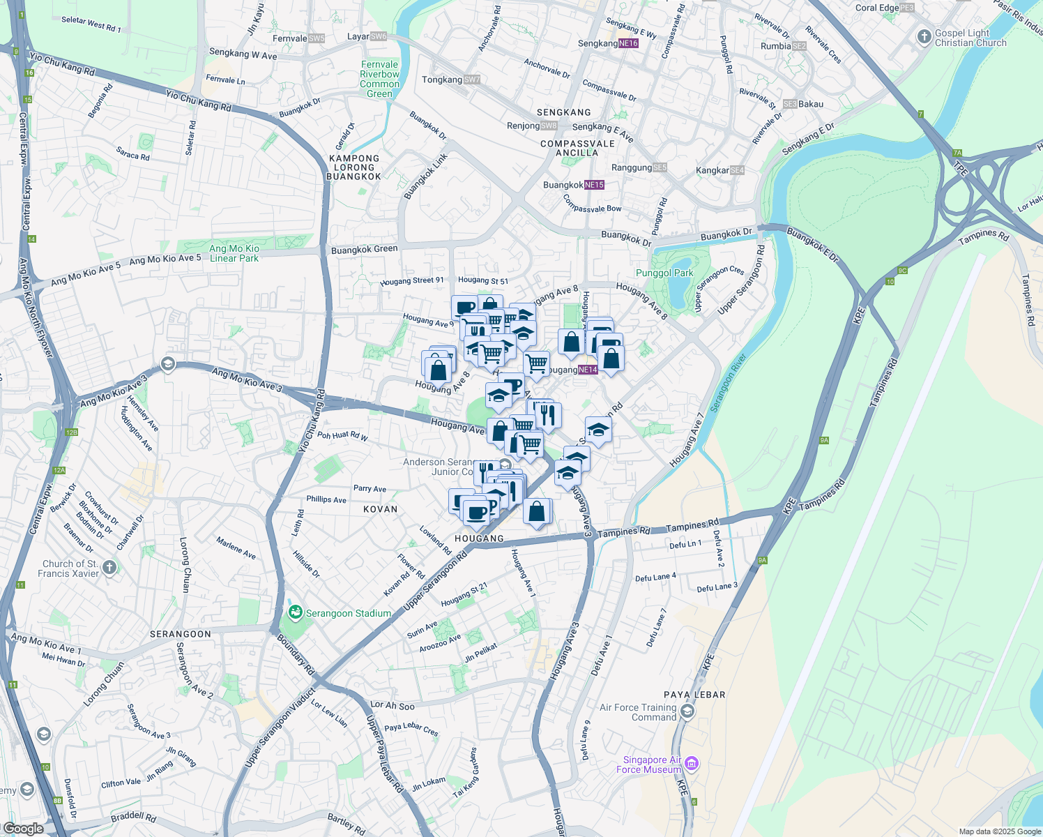 map of restaurants, bars, coffee shops, grocery stores, and more near in Singapore