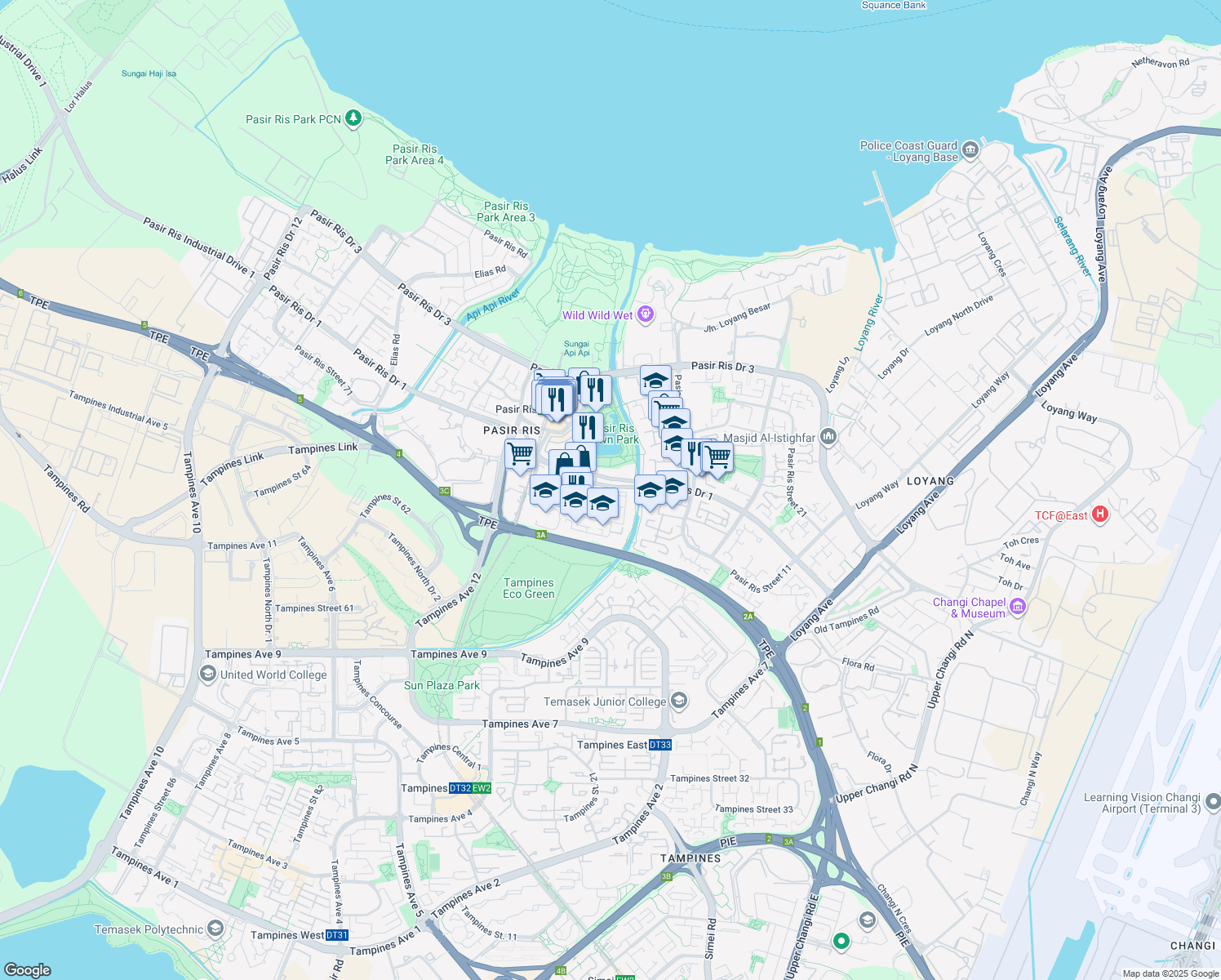 map of restaurants, bars, coffee shops, grocery stores, and more near in Singapore