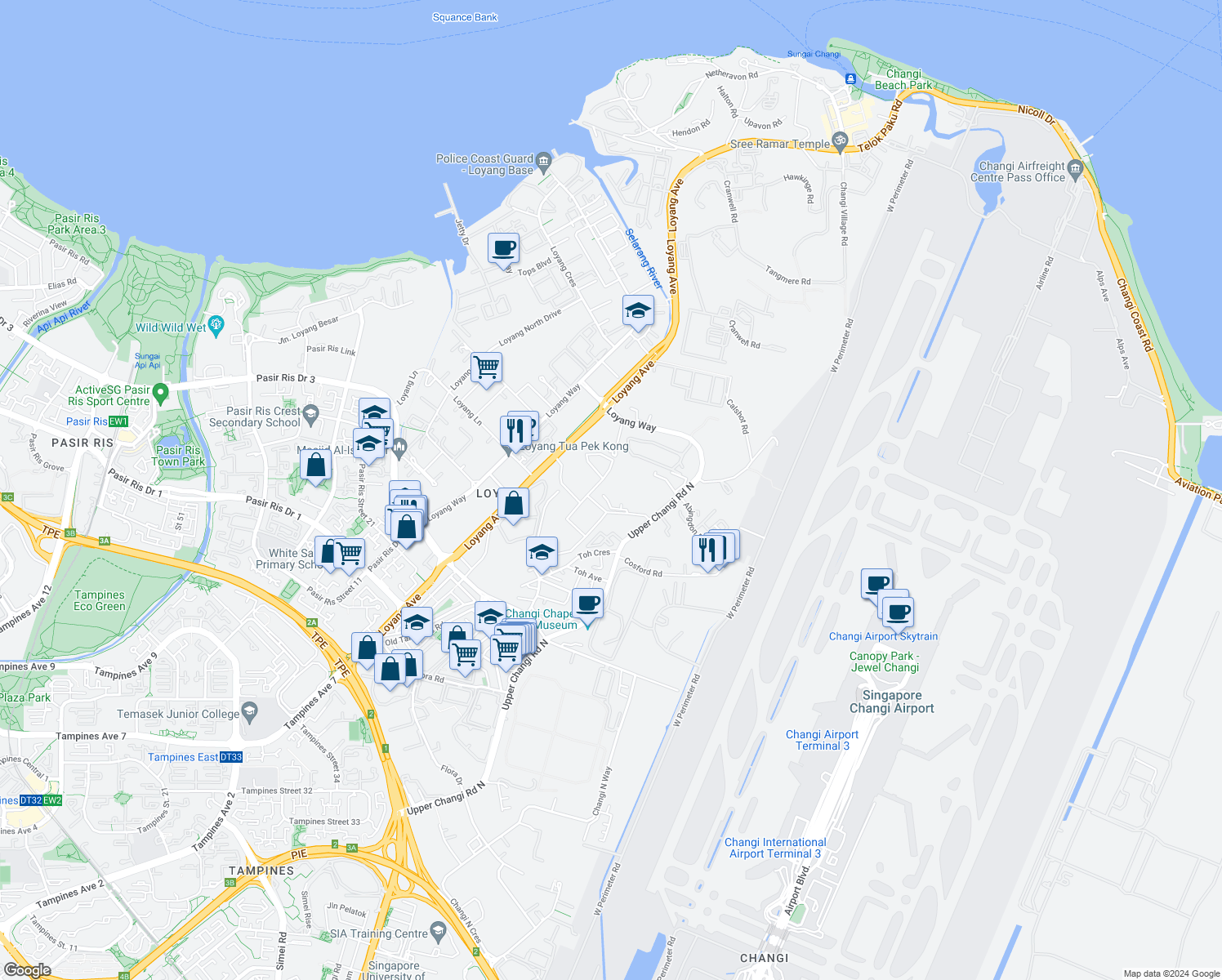 map of restaurants, bars, coffee shops, grocery stores, and more near in Singapore