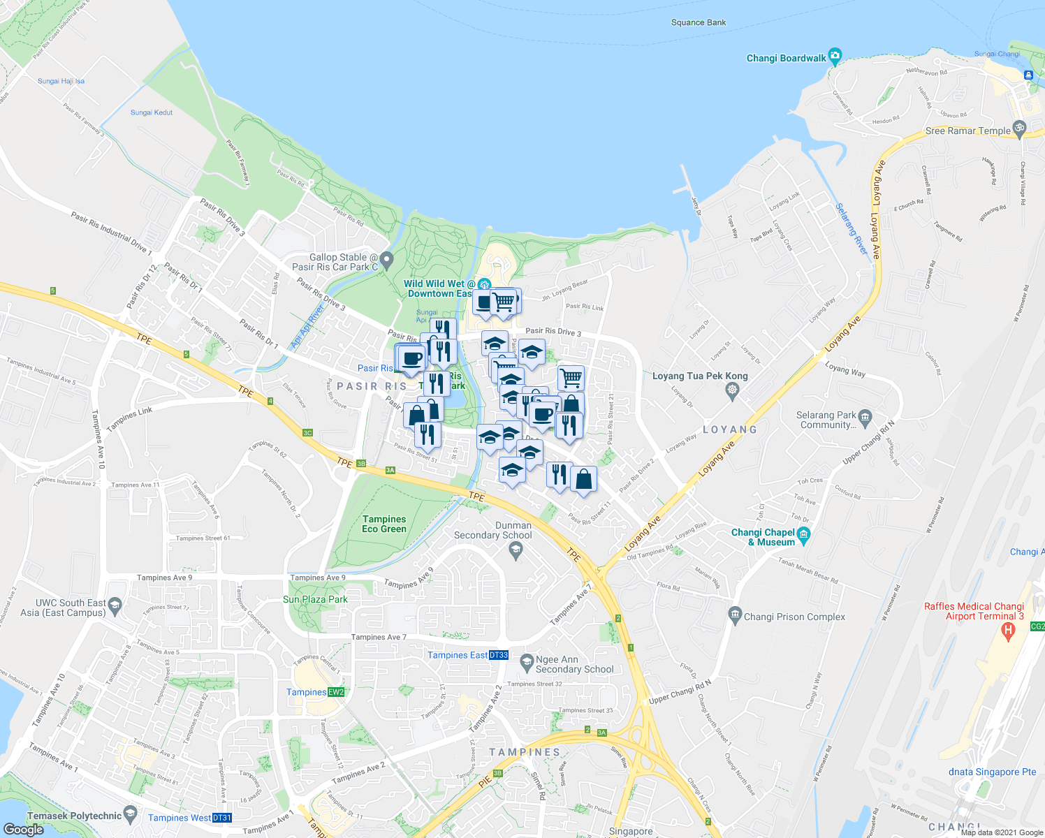 map of restaurants, bars, coffee shops, grocery stores, and more near in Singapore