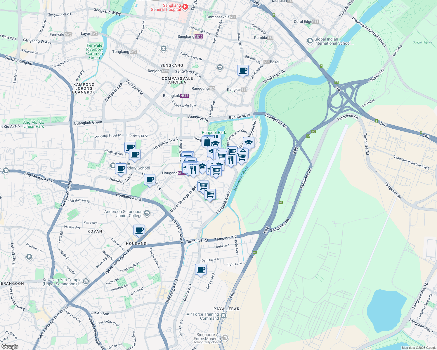 map of restaurants, bars, coffee shops, grocery stores, and more near in Singapore