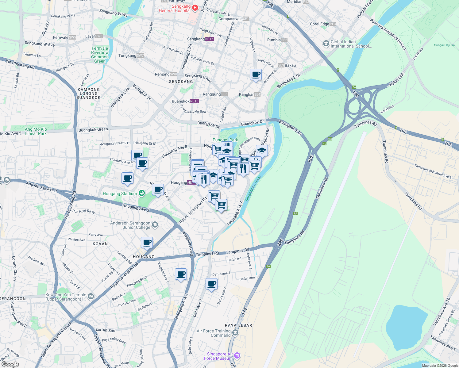 map of restaurants, bars, coffee shops, grocery stores, and more near in Singapore