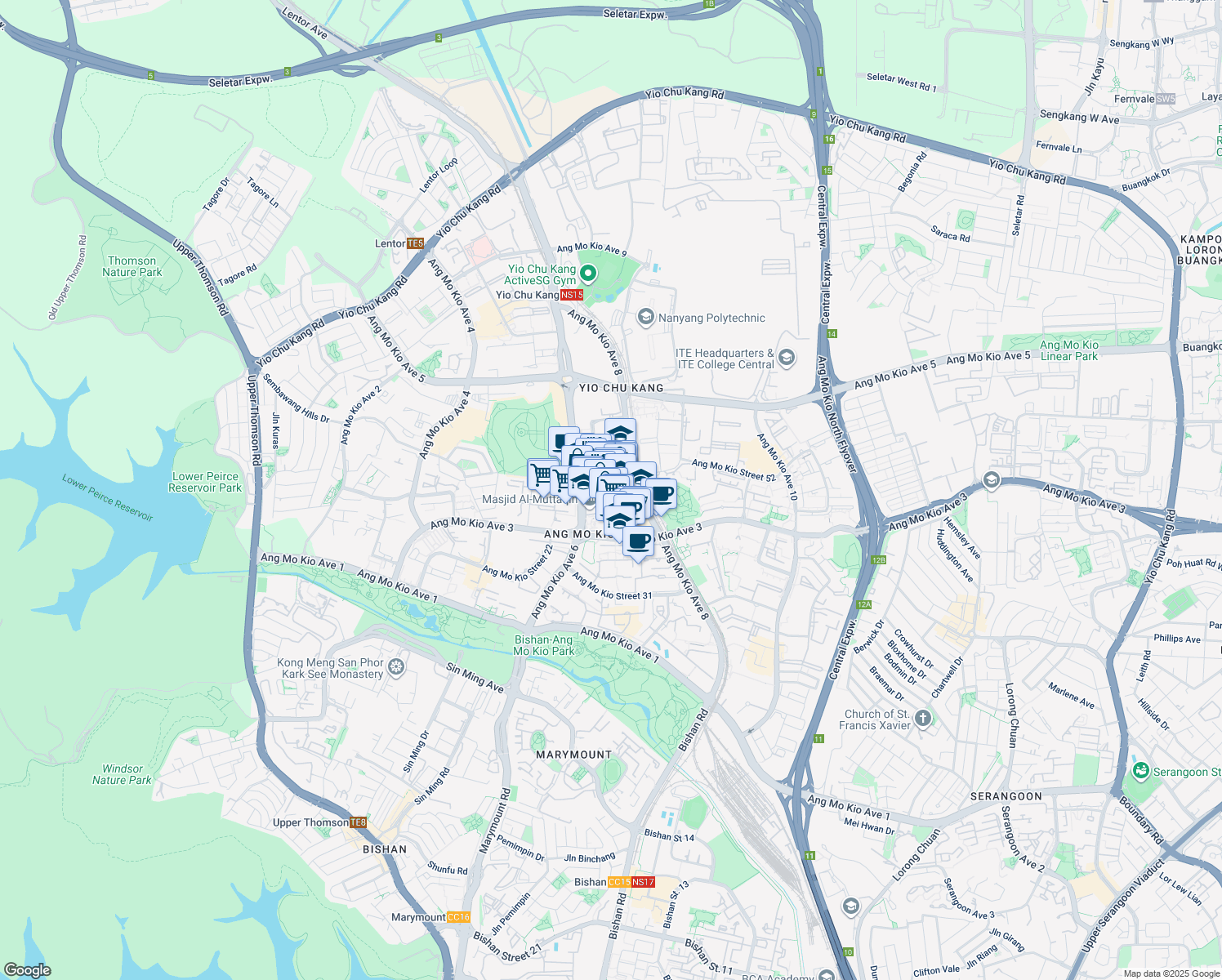 map of restaurants, bars, coffee shops, grocery stores, and more near in Singapore