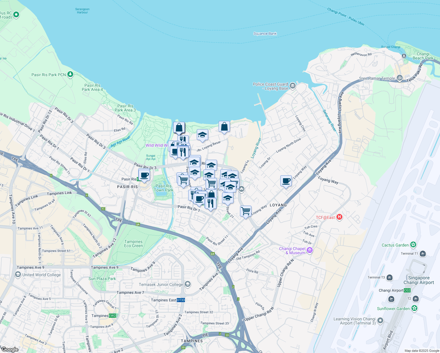map of restaurants, bars, coffee shops, grocery stores, and more near in Singapore