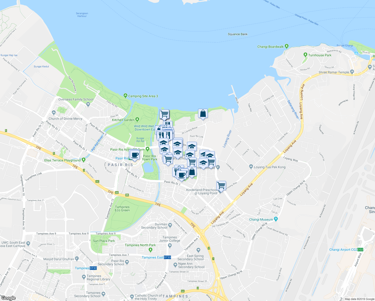 map of restaurants, bars, coffee shops, grocery stores, and more near in Singapore