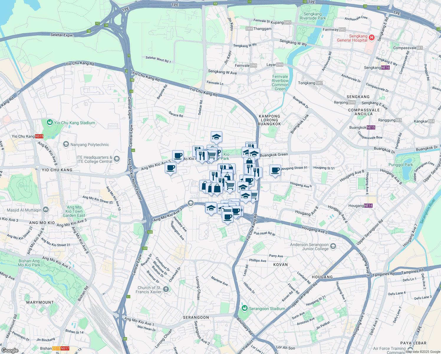 map of restaurants, bars, coffee shops, grocery stores, and more near in Singapore