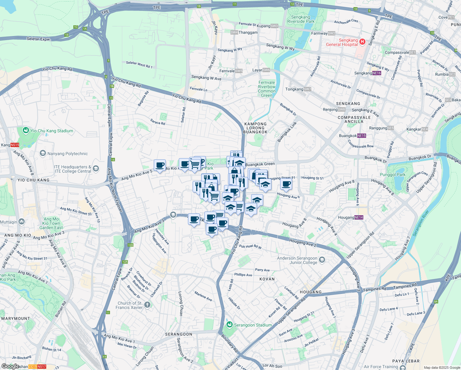 map of restaurants, bars, coffee shops, grocery stores, and more near in Singapore