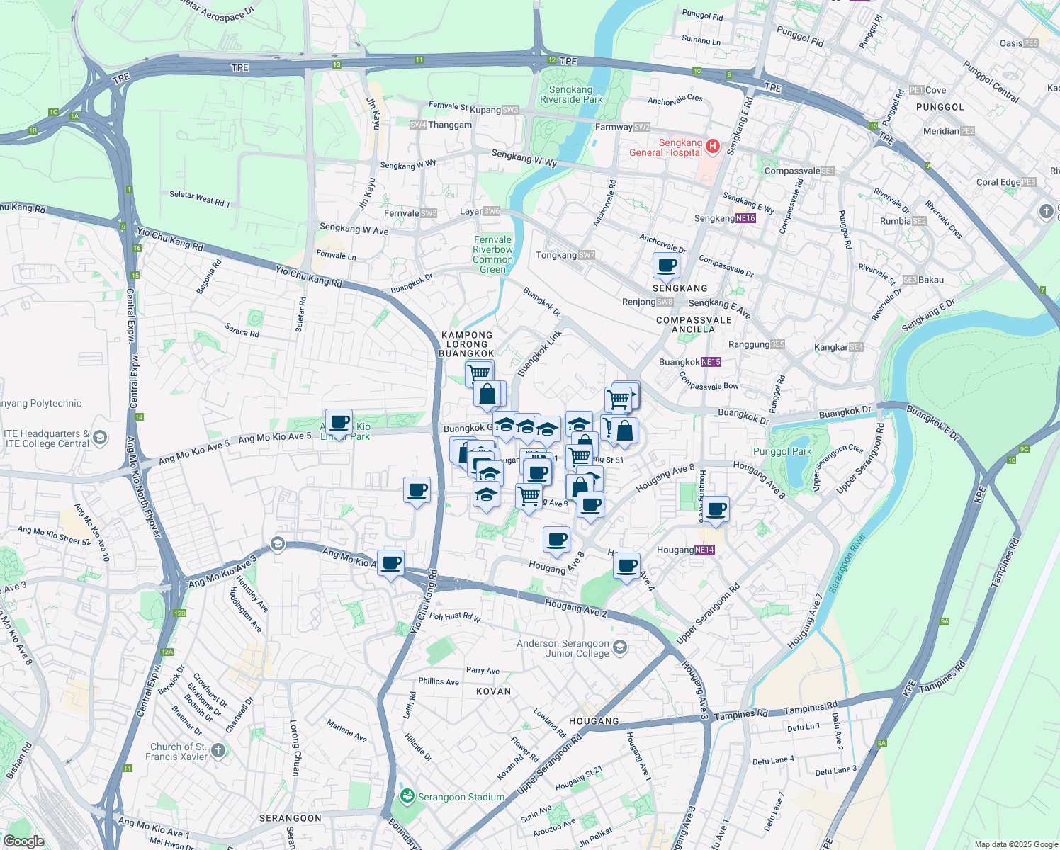 map of restaurants, bars, coffee shops, grocery stores, and more near in Singapore