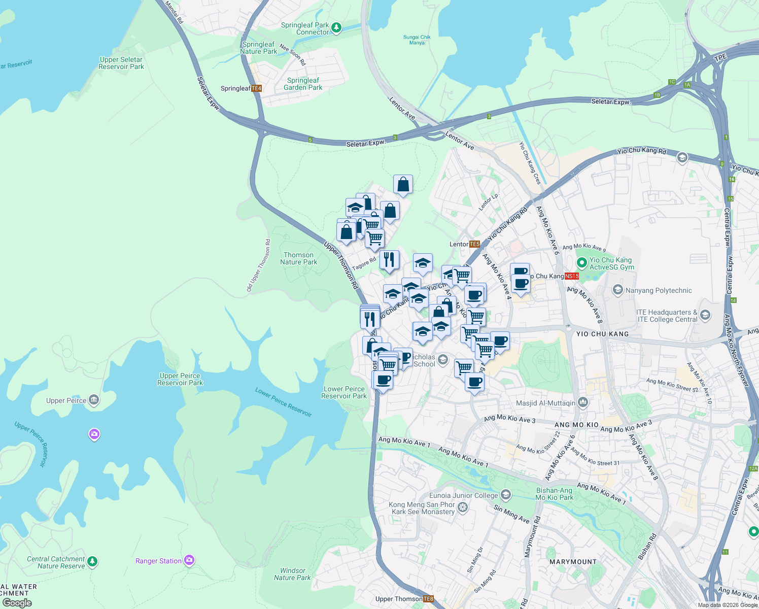 map of restaurants, bars, coffee shops, grocery stores, and more near in Singapore