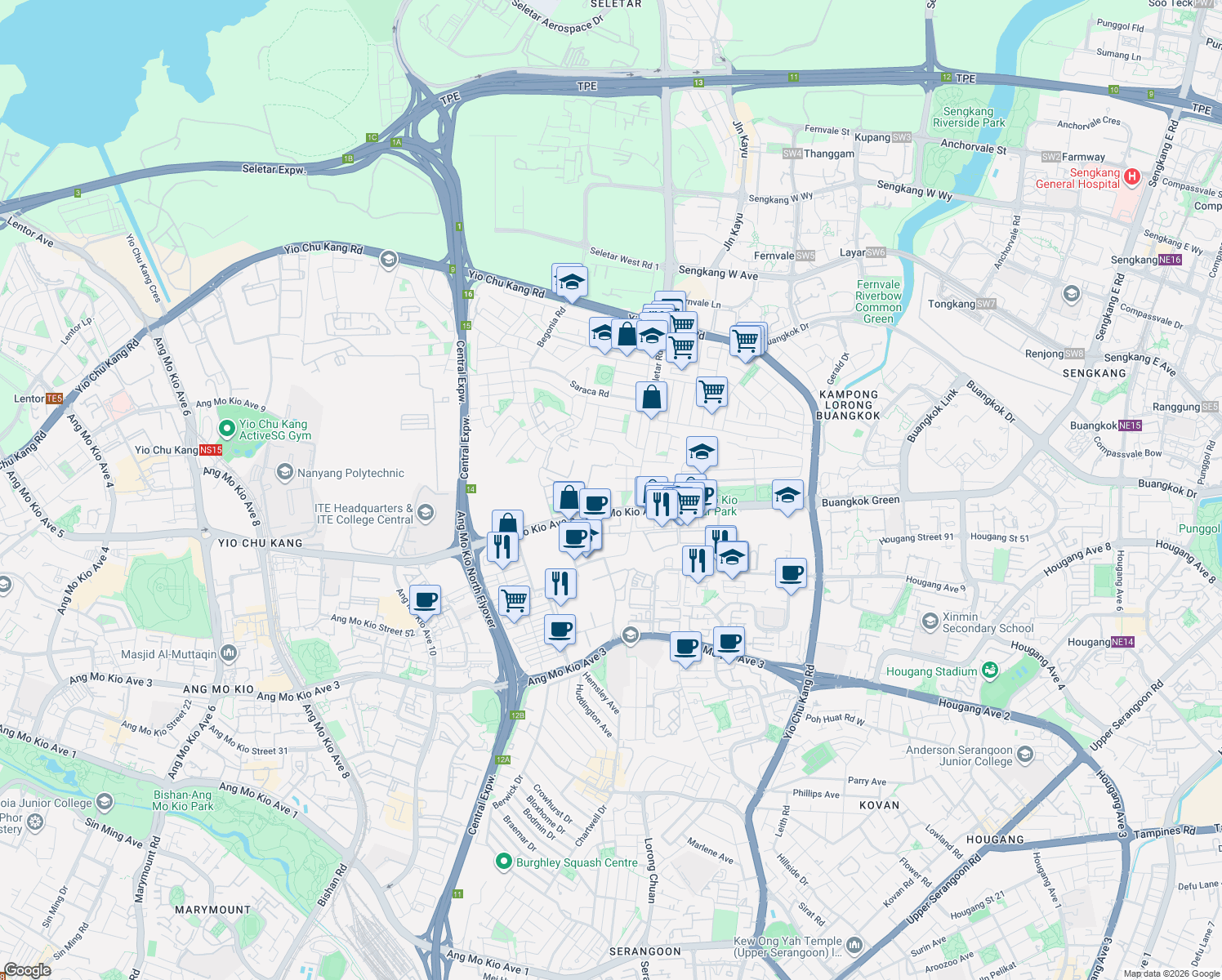 map of restaurants, bars, coffee shops, grocery stores, and more near in Singapore
