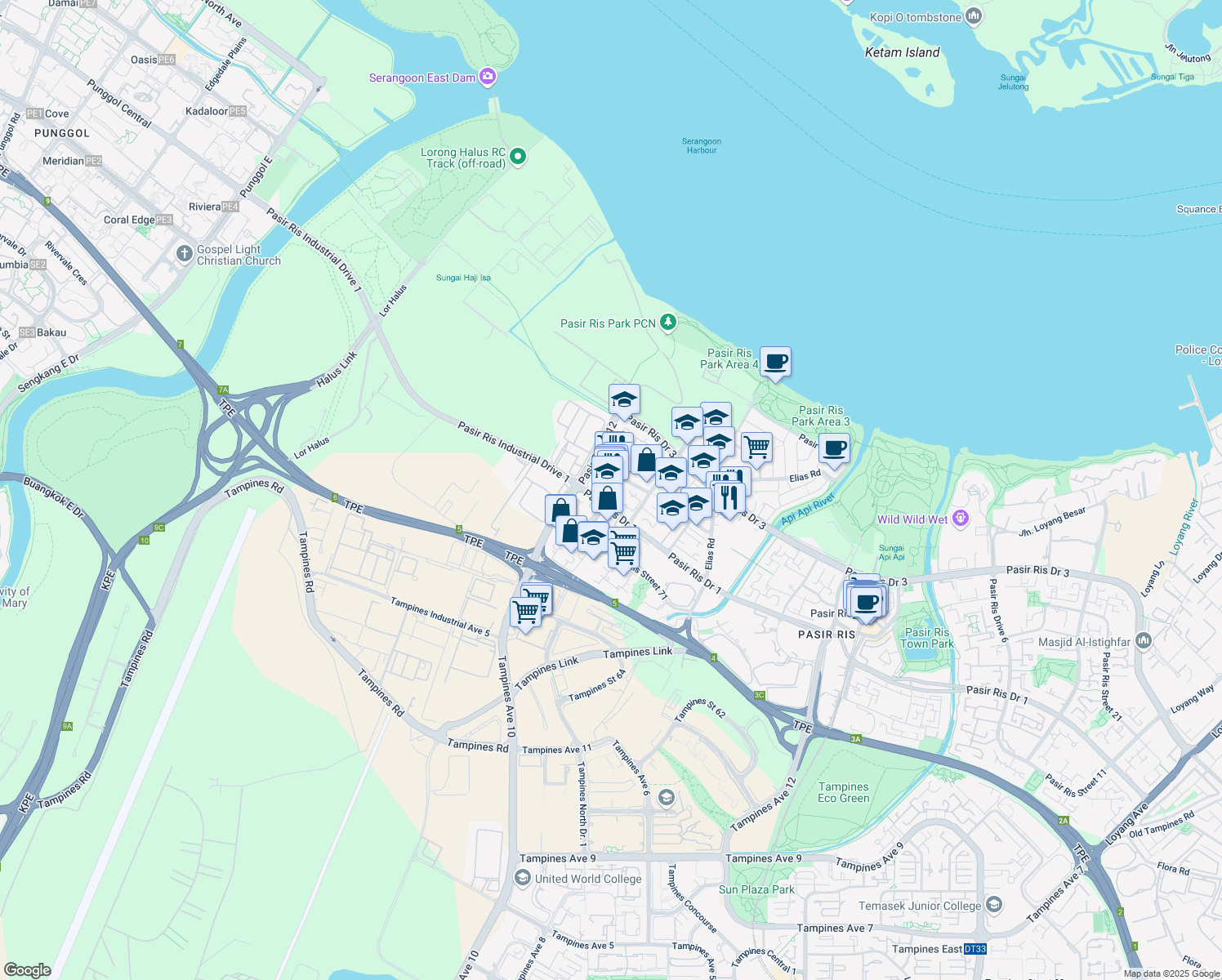map of restaurants, bars, coffee shops, grocery stores, and more near in Singapore