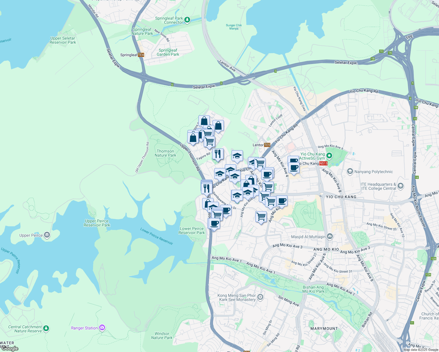 map of restaurants, bars, coffee shops, grocery stores, and more near in Singapore