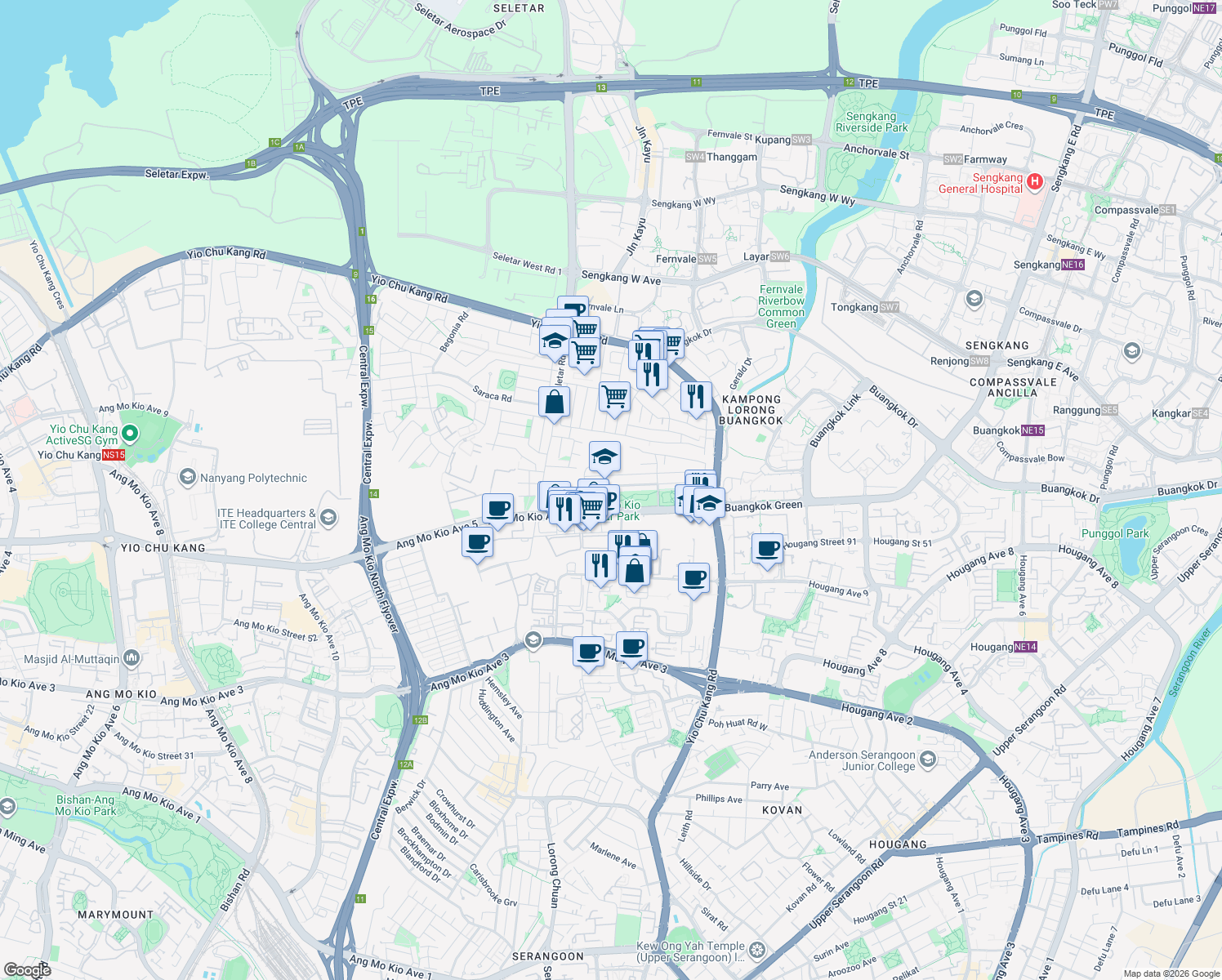 map of restaurants, bars, coffee shops, grocery stores, and more near in Singapore