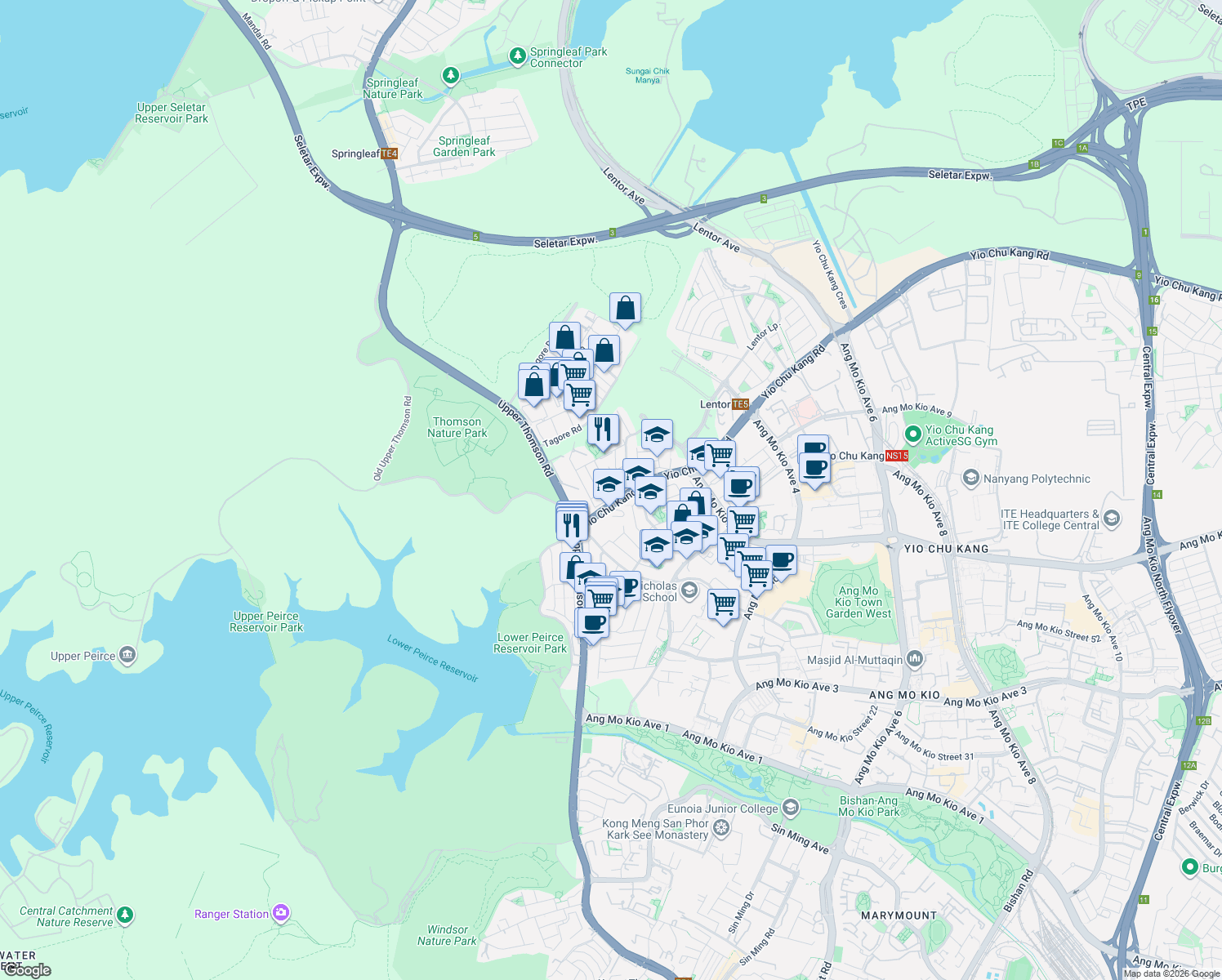 map of restaurants, bars, coffee shops, grocery stores, and more near in Singapore