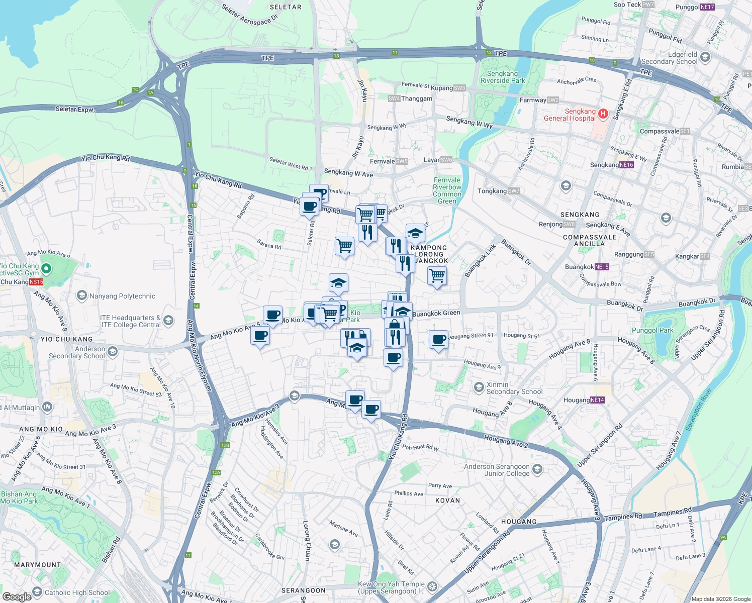 map of restaurants, bars, coffee shops, grocery stores, and more near in Singapore