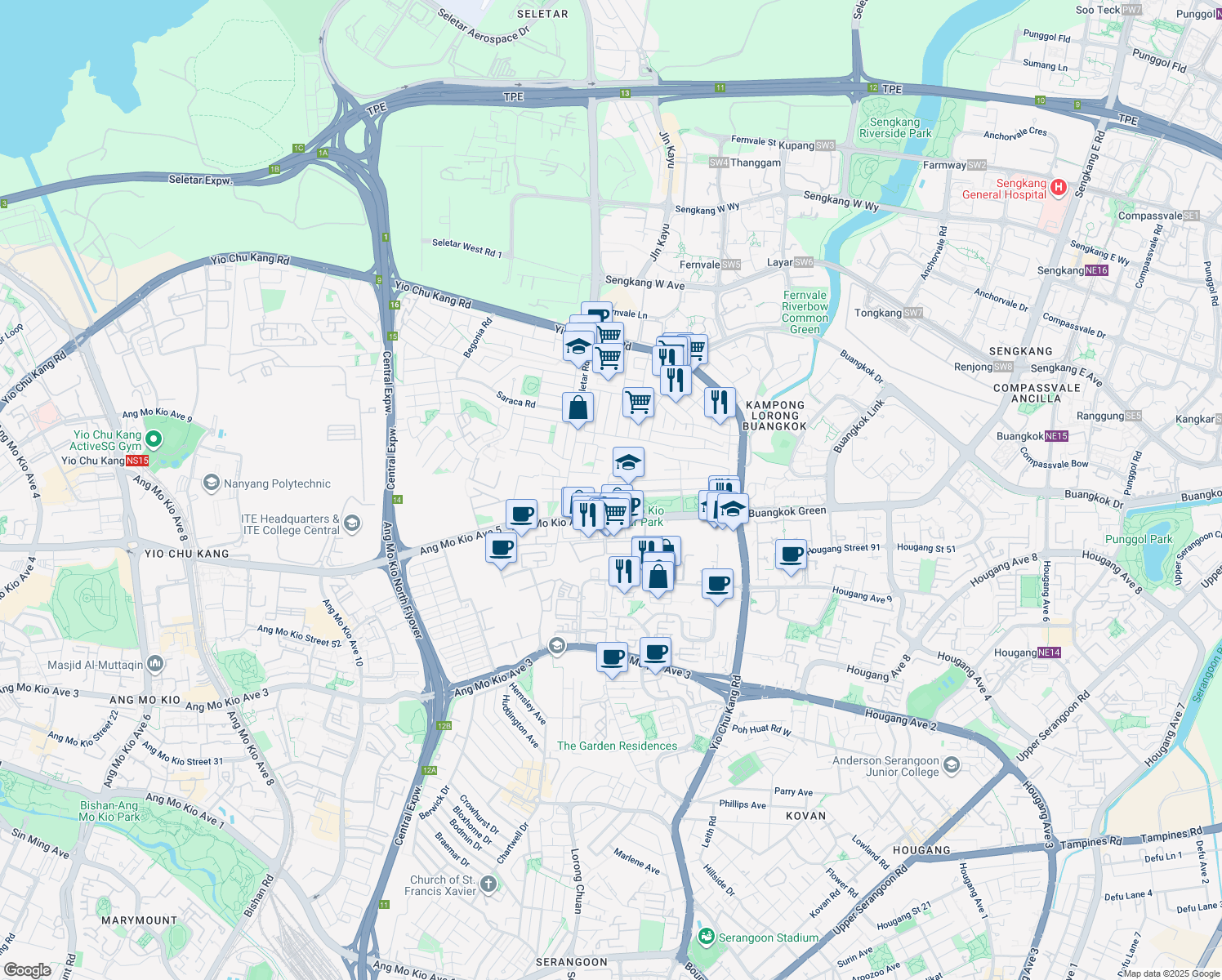 map of restaurants, bars, coffee shops, grocery stores, and more near in Singapore