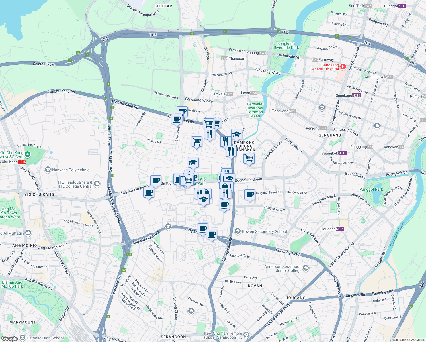 map of restaurants, bars, coffee shops, grocery stores, and more near in Singapore