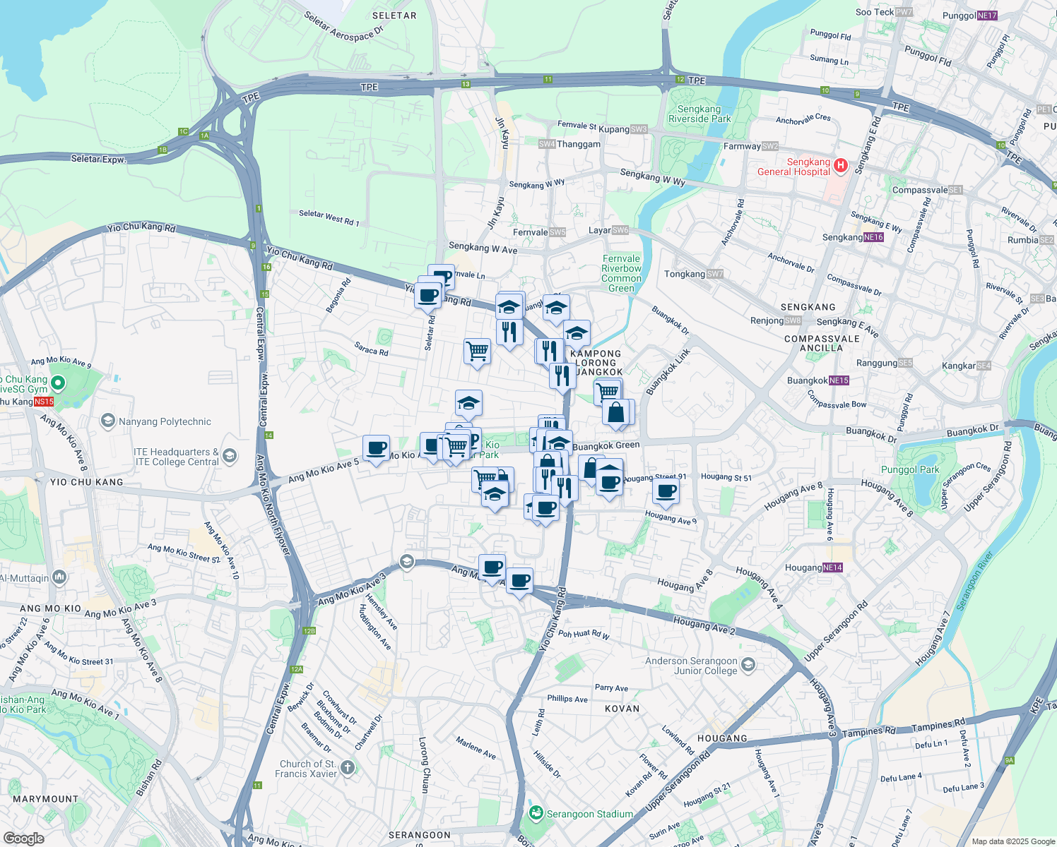 map of restaurants, bars, coffee shops, grocery stores, and more near in Singapore