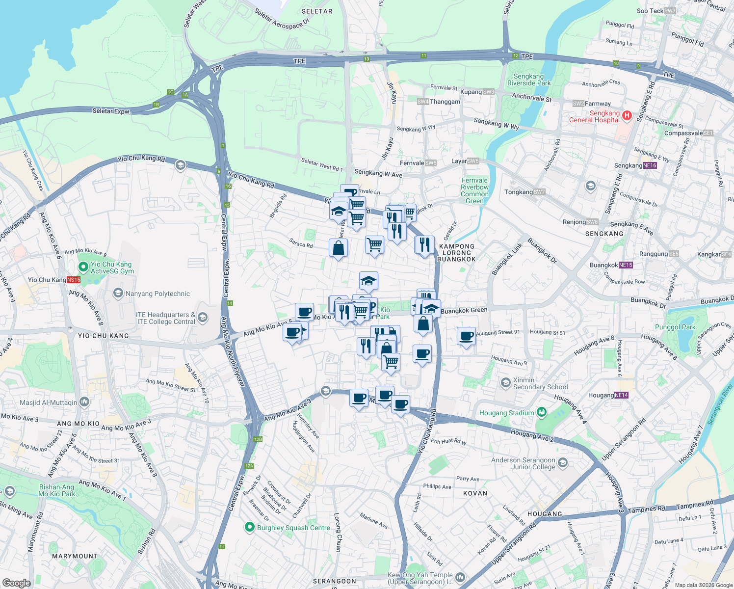 map of restaurants, bars, coffee shops, grocery stores, and more near in Singapore