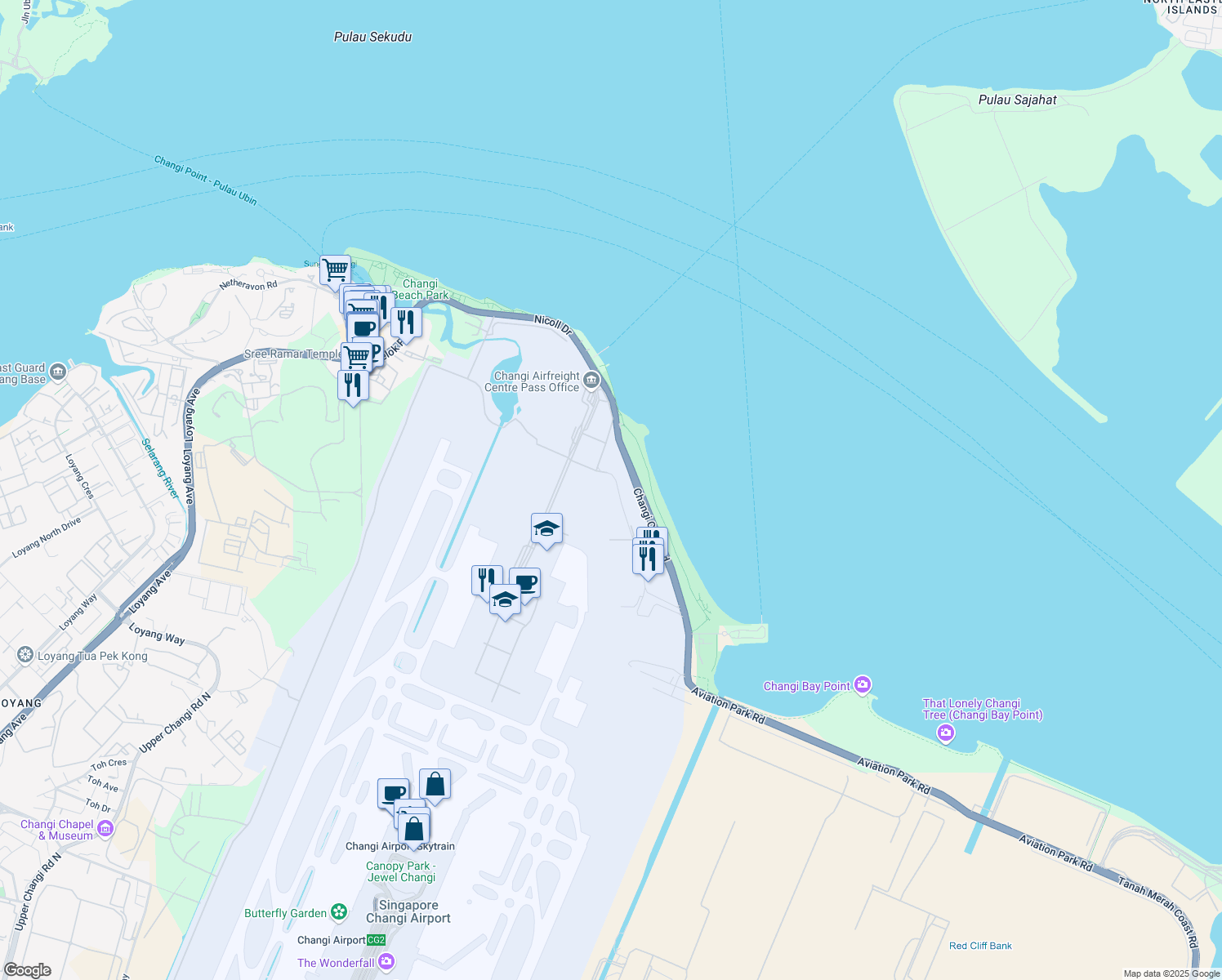 map of restaurants, bars, coffee shops, grocery stores, and more near in Singapore