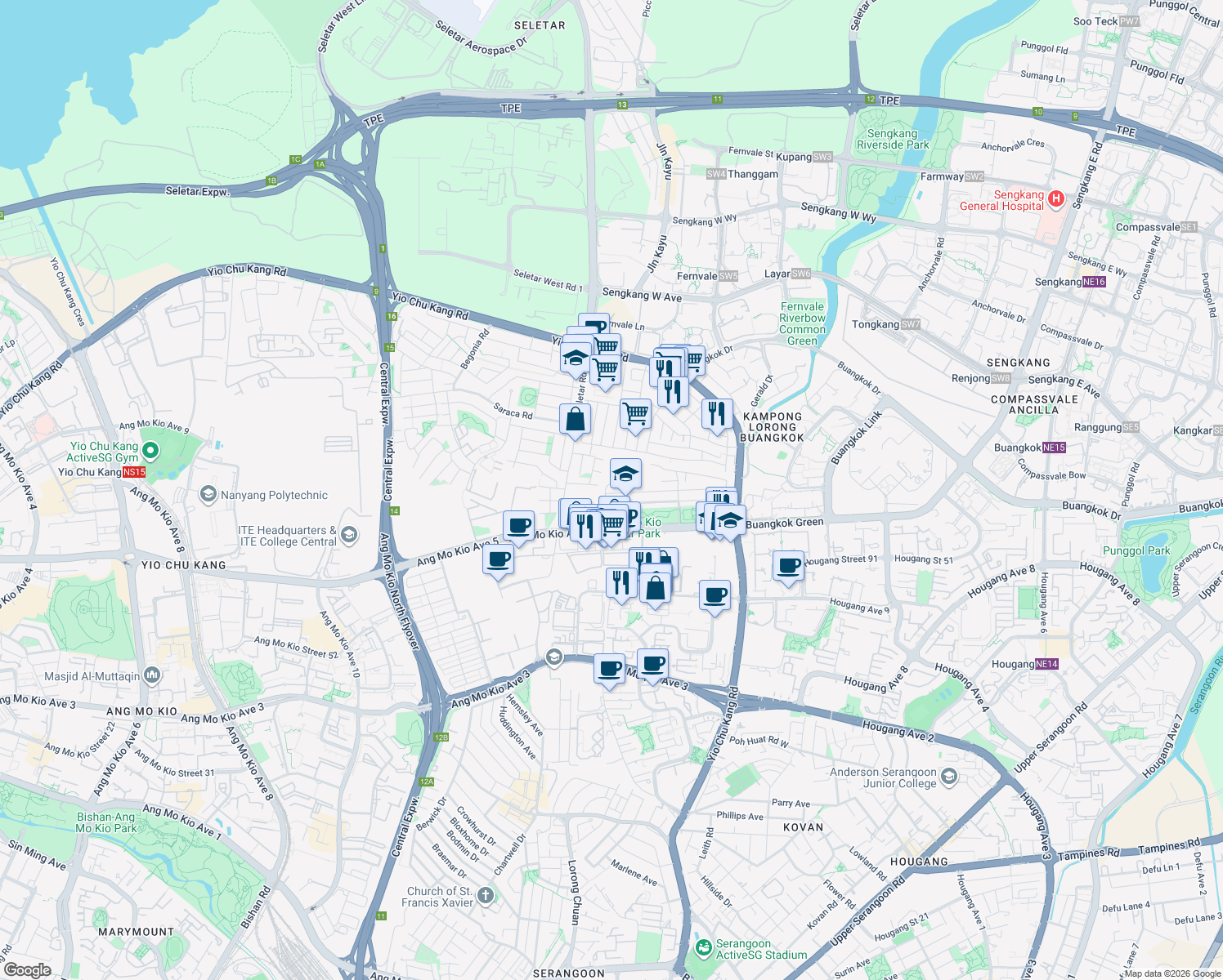 map of restaurants, bars, coffee shops, grocery stores, and more near in Singapore