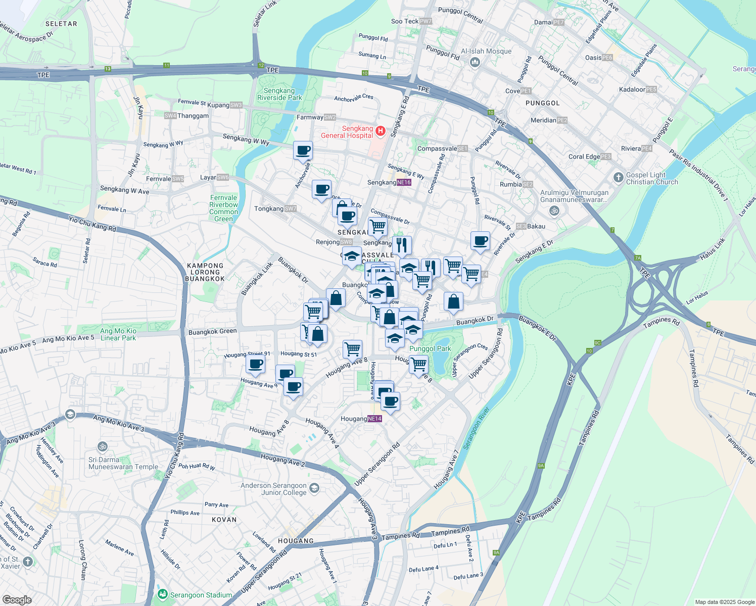 map of restaurants, bars, coffee shops, grocery stores, and more near in Singapore