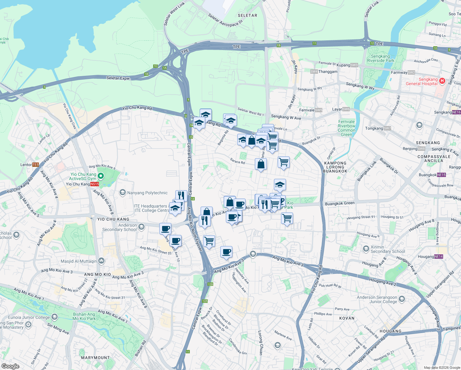 map of restaurants, bars, coffee shops, grocery stores, and more near in Singapore