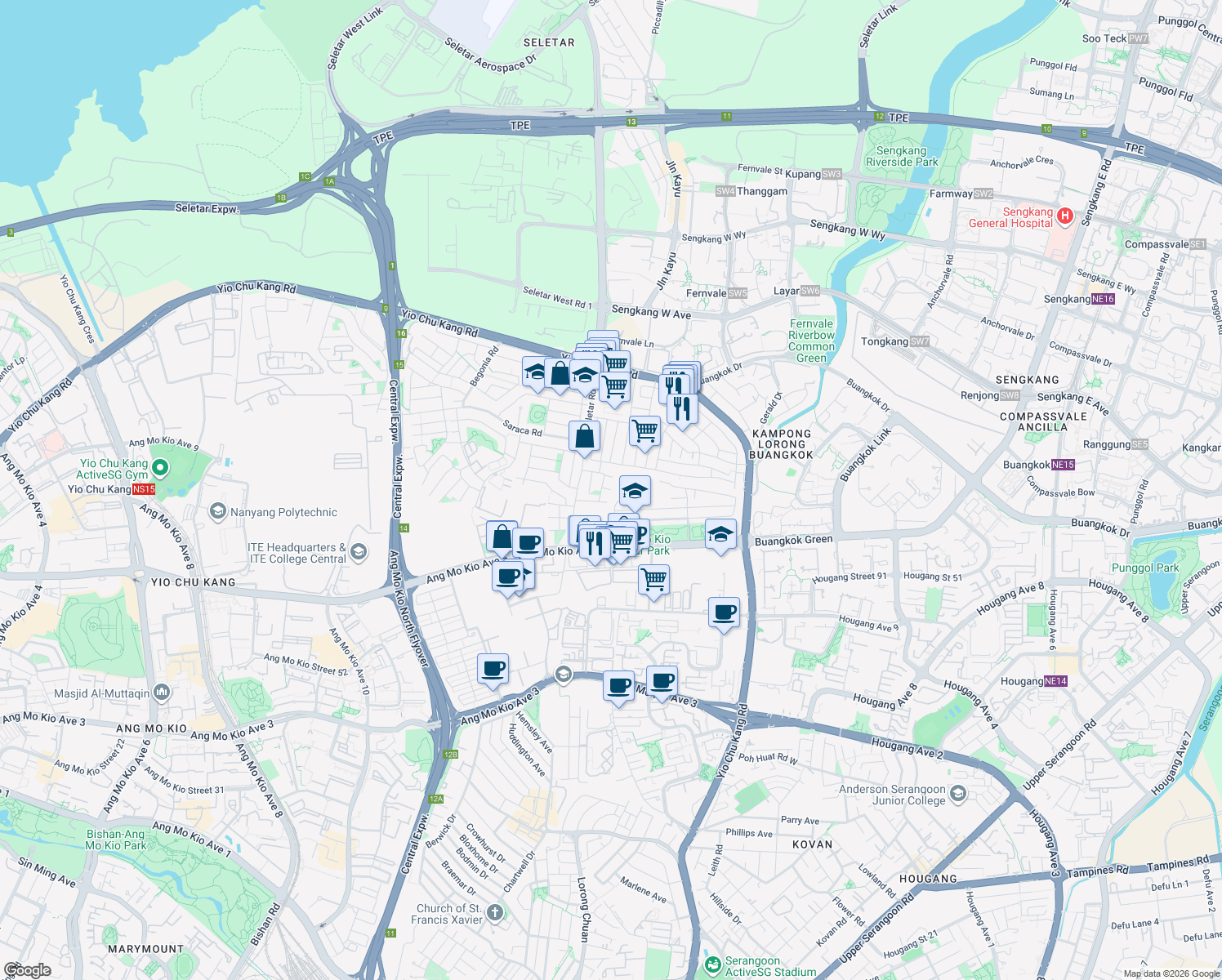map of restaurants, bars, coffee shops, grocery stores, and more near in Singapore