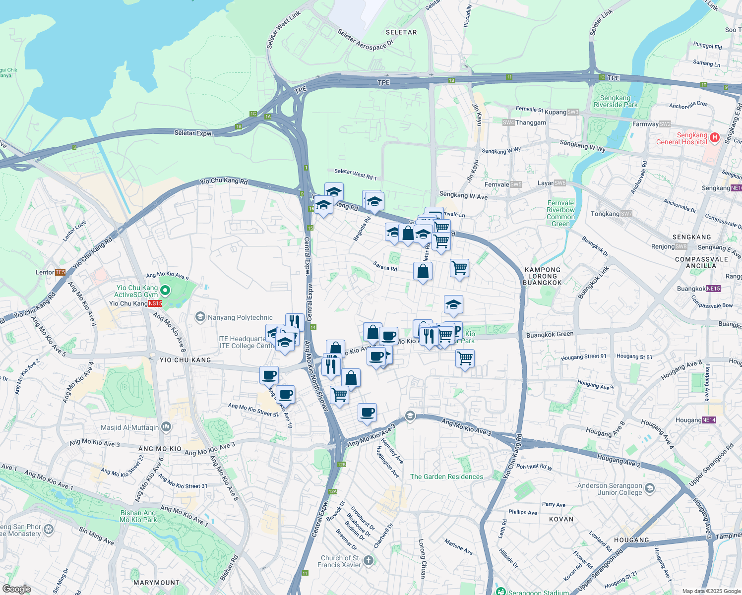 map of restaurants, bars, coffee shops, grocery stores, and more near in Singapore