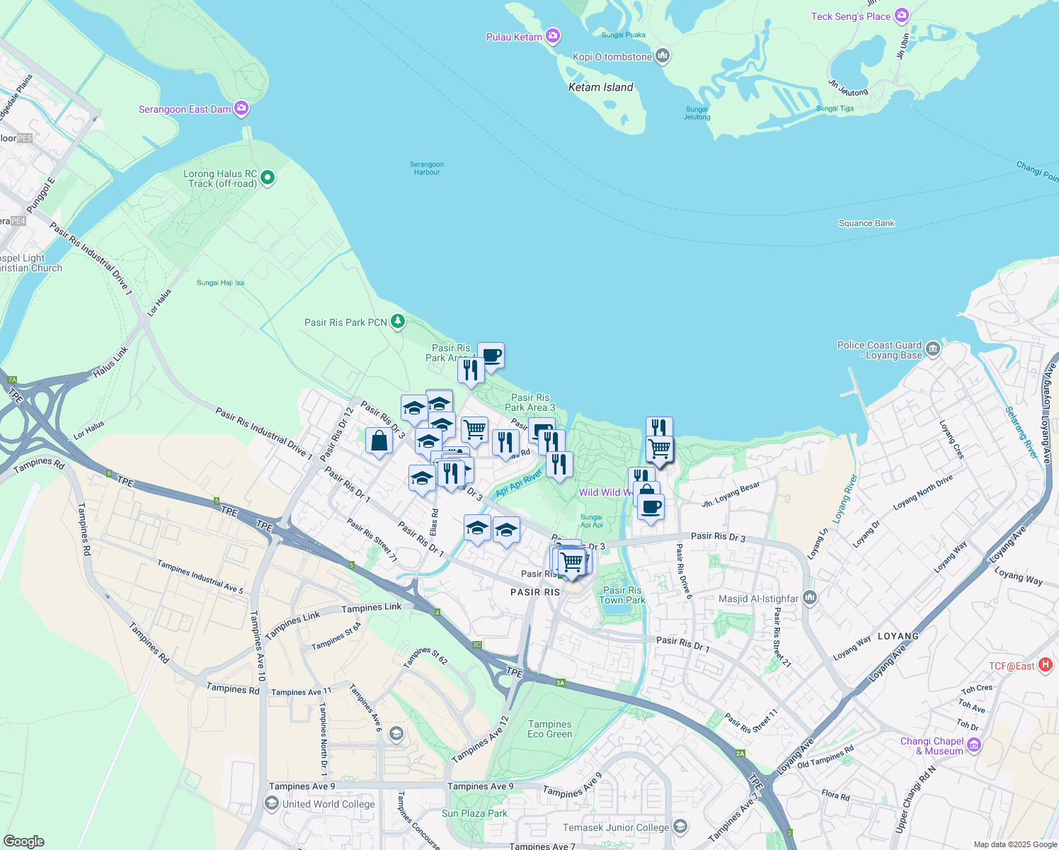 map of restaurants, bars, coffee shops, grocery stores, and more near in Singapore