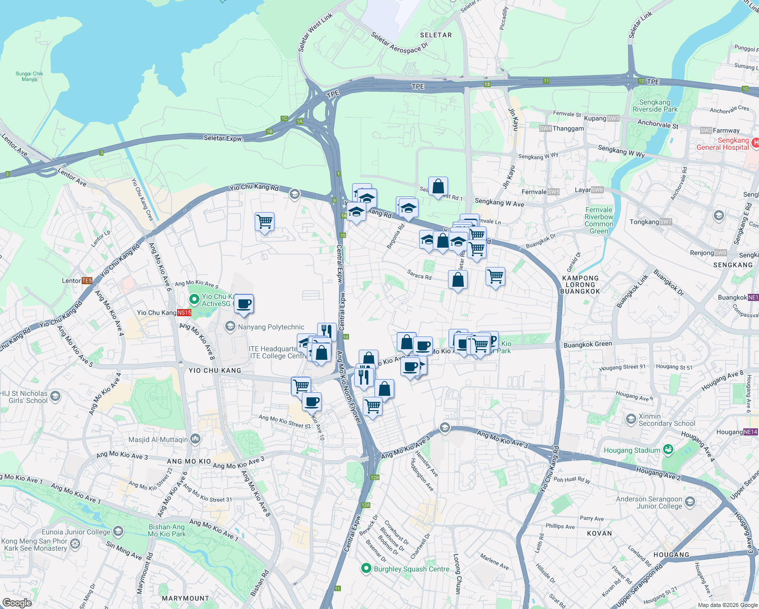 map of restaurants, bars, coffee shops, grocery stores, and more near in Singapore