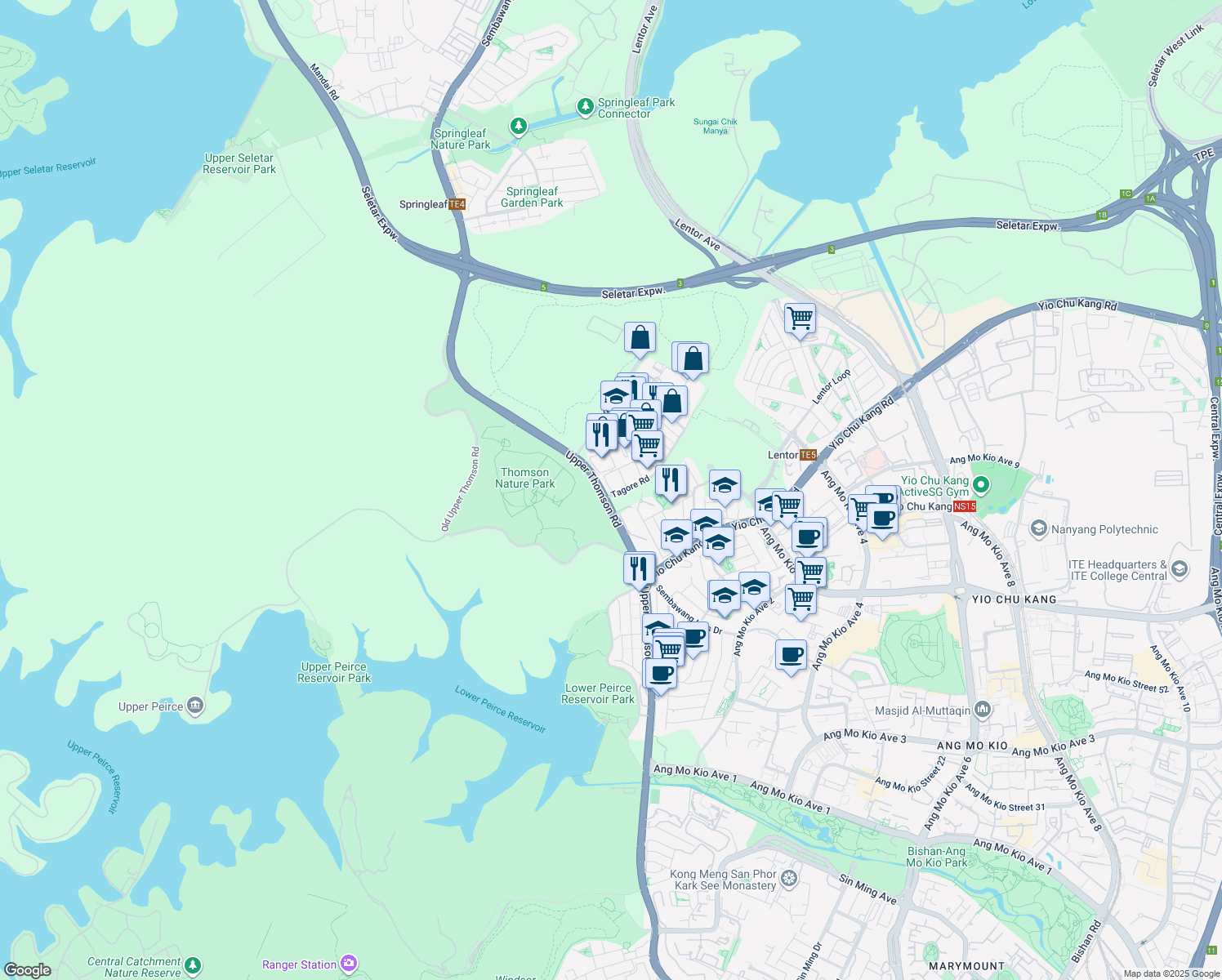 map of restaurants, bars, coffee shops, grocery stores, and more near in Singapore