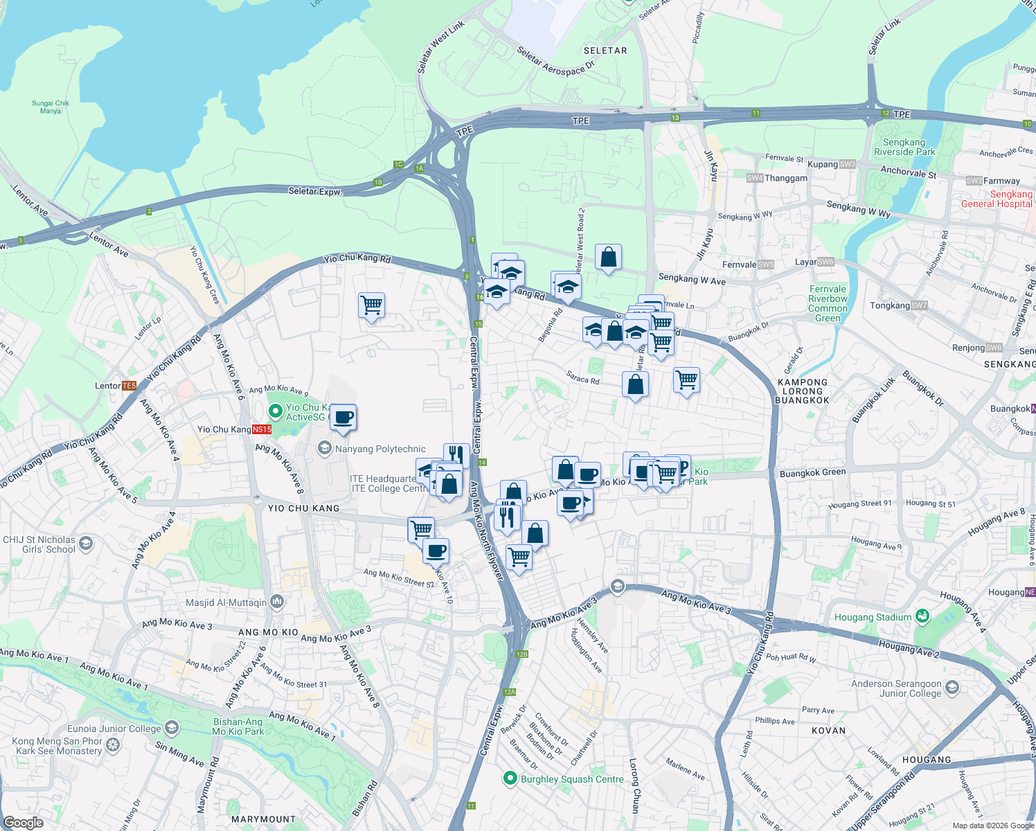 map of restaurants, bars, coffee shops, grocery stores, and more near in Singapore
