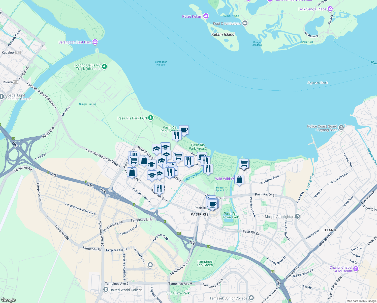 map of restaurants, bars, coffee shops, grocery stores, and more near in Singapore