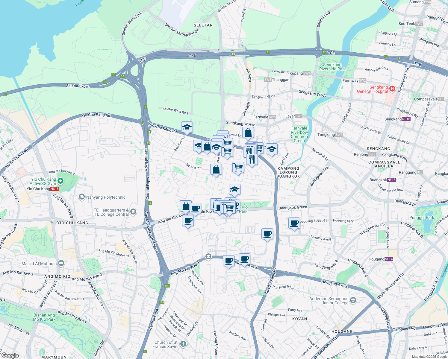 map of restaurants, bars, coffee shops, grocery stores, and more near in Singapore