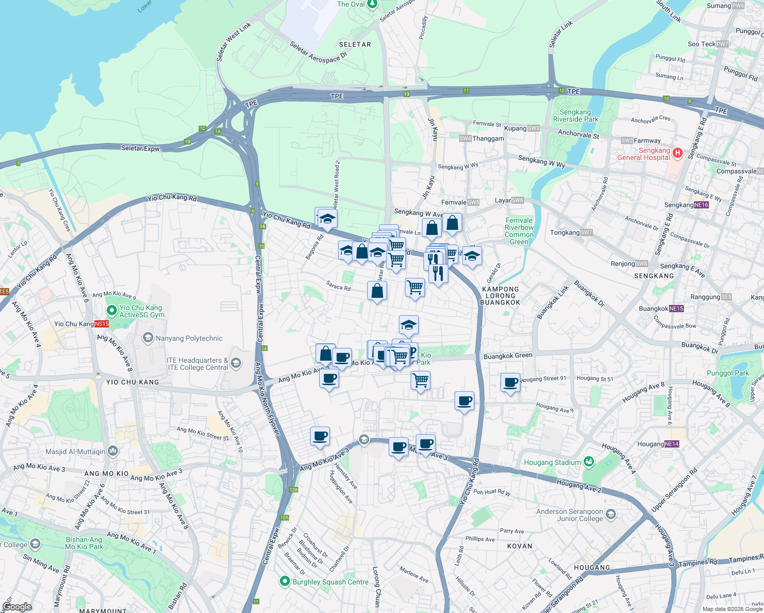 map of restaurants, bars, coffee shops, grocery stores, and more near in Singapore