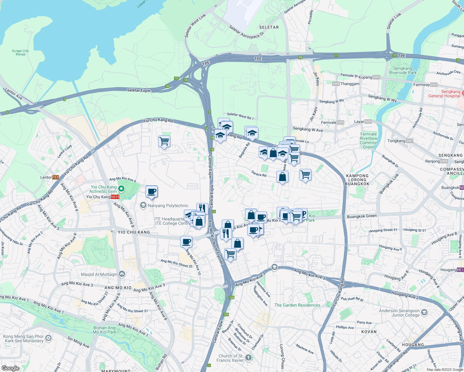 map of restaurants, bars, coffee shops, grocery stores, and more near in Singapore