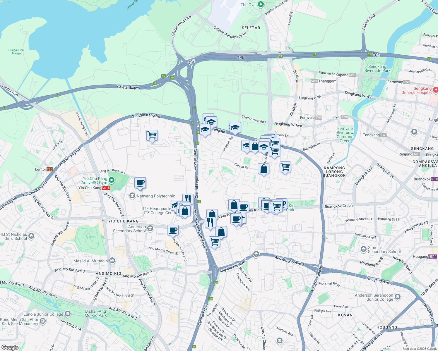 map of restaurants, bars, coffee shops, grocery stores, and more near in Singapore