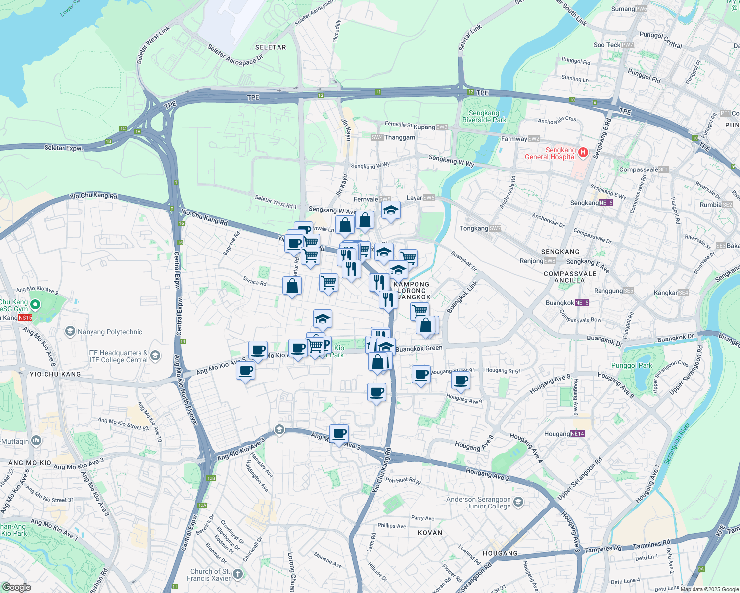 map of restaurants, bars, coffee shops, grocery stores, and more near in Singapore