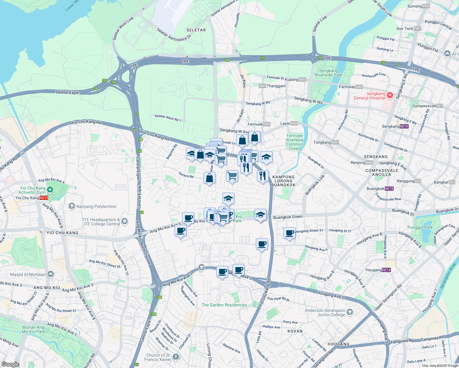 map of restaurants, bars, coffee shops, grocery stores, and more near in Singapore