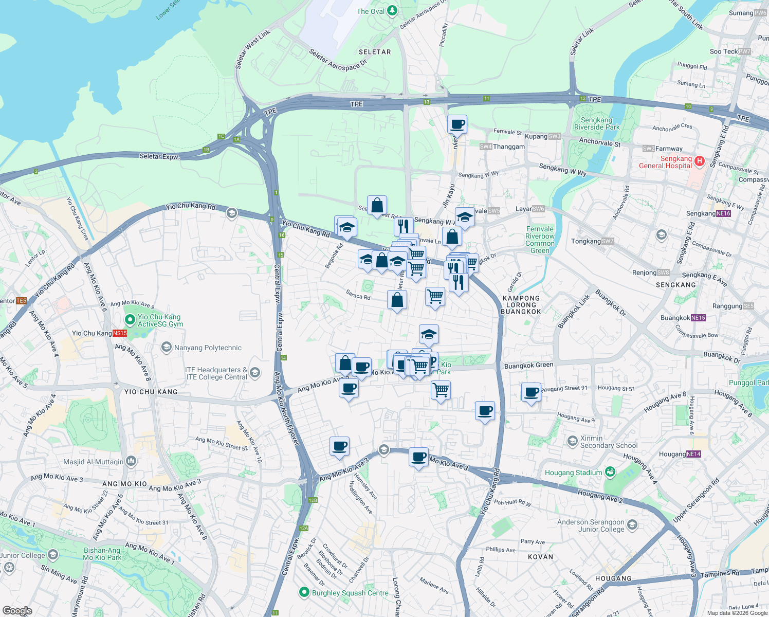 map of restaurants, bars, coffee shops, grocery stores, and more near in Singapore