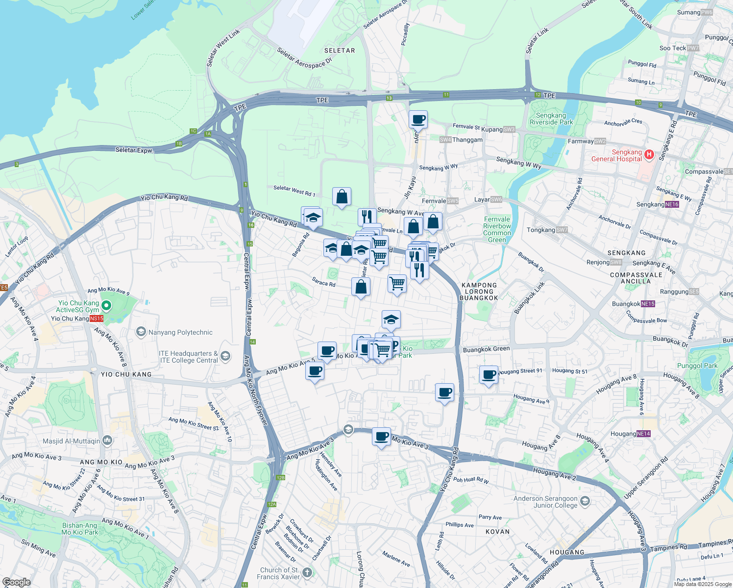 map of restaurants, bars, coffee shops, grocery stores, and more near in Singapore