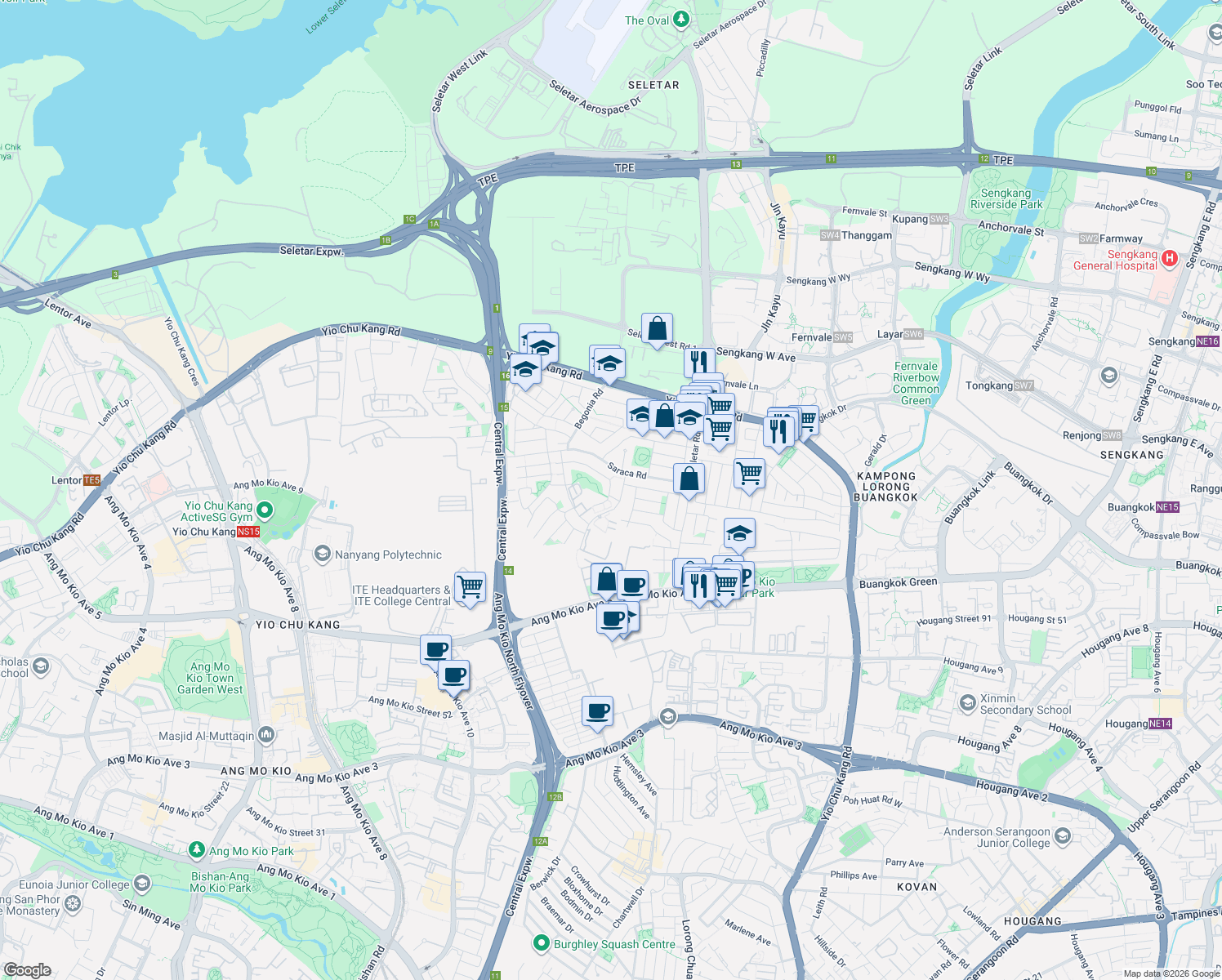 map of restaurants, bars, coffee shops, grocery stores, and more near in Singapore